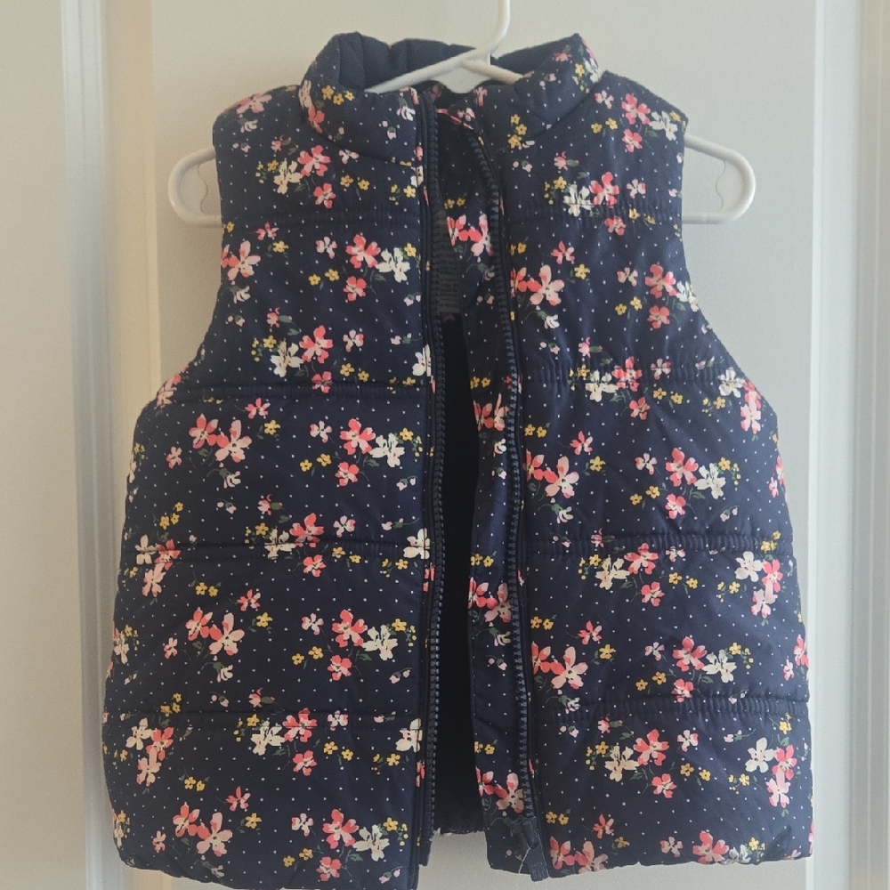 GAP Kids Navy Floral Puffer Vest